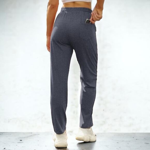 Comfy Blue Sweatpants Women's Medium Loungewear Yoga Pants Pockets Stretch Cozy - Picture 6 of 14